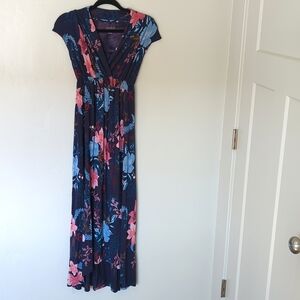 Isabel Maternity Blue & Pink Floral Maxi Dress S